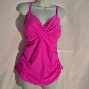 B2prity Hot Pink Tankini Top. Crossover front. adjustable straps, 2XL  NWT